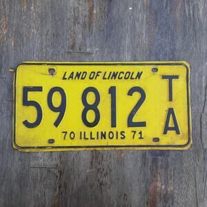 Vtg Illinois 1971 Trailer License Plate Man Cave Car Garage Decor 59 812 TA